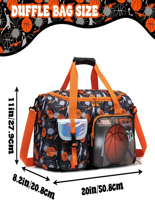 Oruiji Kids Duffle Bag Boys Overnight Bag for Kids Weekender Travel Bags for Boys Sports Gym Basketball Tennis Bags with Shoe Compartment - Image 2